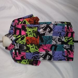 Smoke Rise Men's Medium Colorful Graffiti Button-Up Shirt